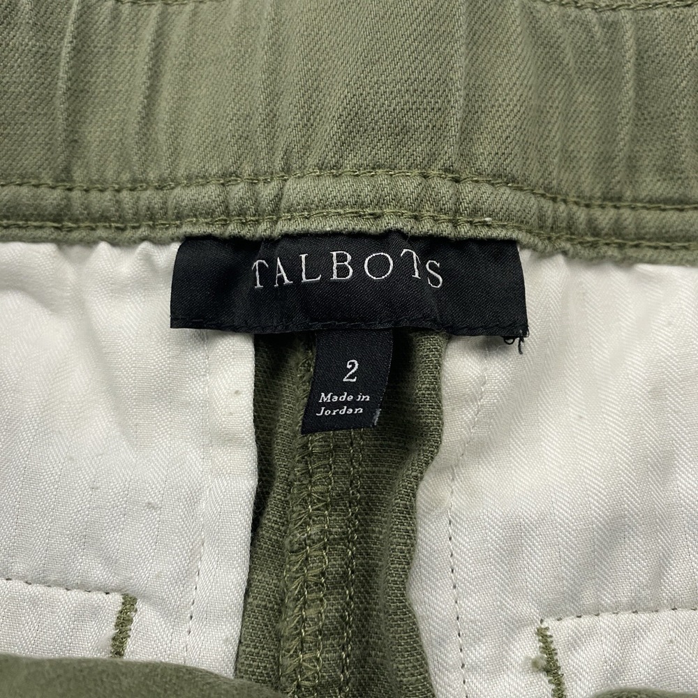 Talbots Green Roll Tab Cuffed Hem Chino‎ Shorts Sz 2 Cotton Lyocell LINEN Blend - Picture 6 of 9